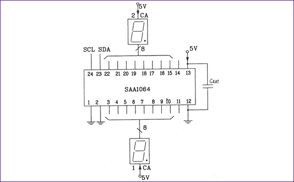 SAA1064����I2C����LED�o�B(t��i)�(q��)�ӽӿ��·�D